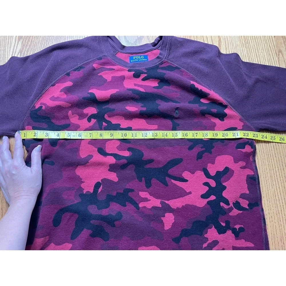 Polo Ralph Lauren Shirt Mens 2XL Thermal Pullover Camouflage Knit Red